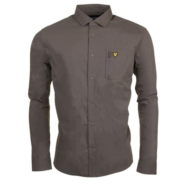 Mens Olive Zip Pocket Overshirt