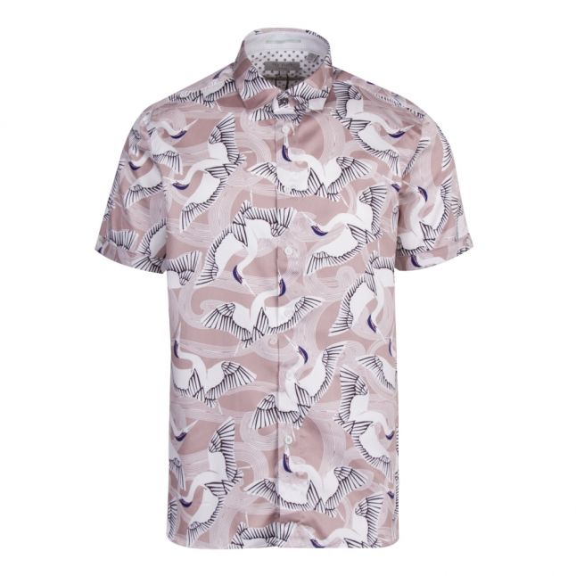 Mens Pink Ozcar Bird Print S/s Shirt