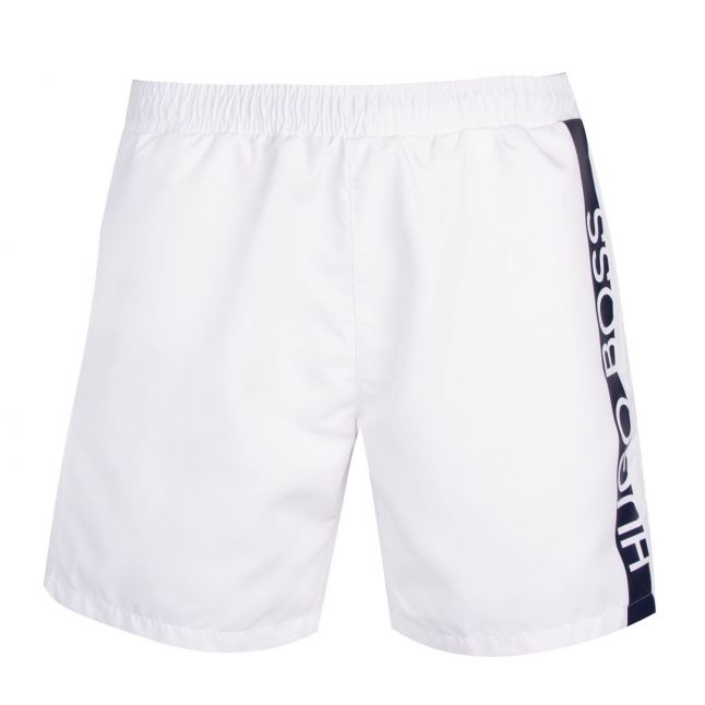 Mens White/Navy Dolphin Side Logo Swim Shorts