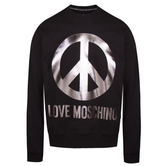 Mens Black Metallic Peace Regular Fit Sweatshirt