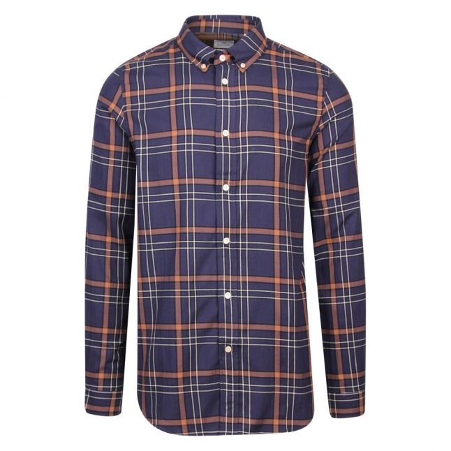 Mens Inky Blue Check Tailored Fit L/s Shirt