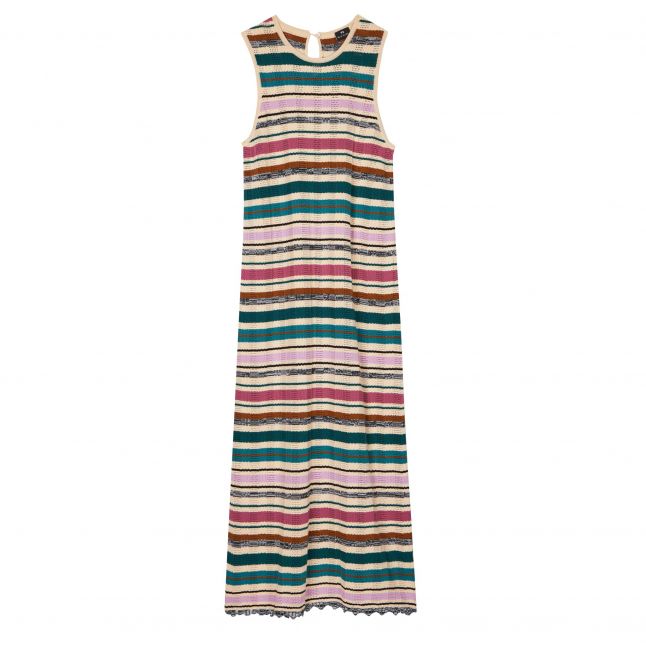 Womens	Multicolour Stripe Crochet Knitted Dress