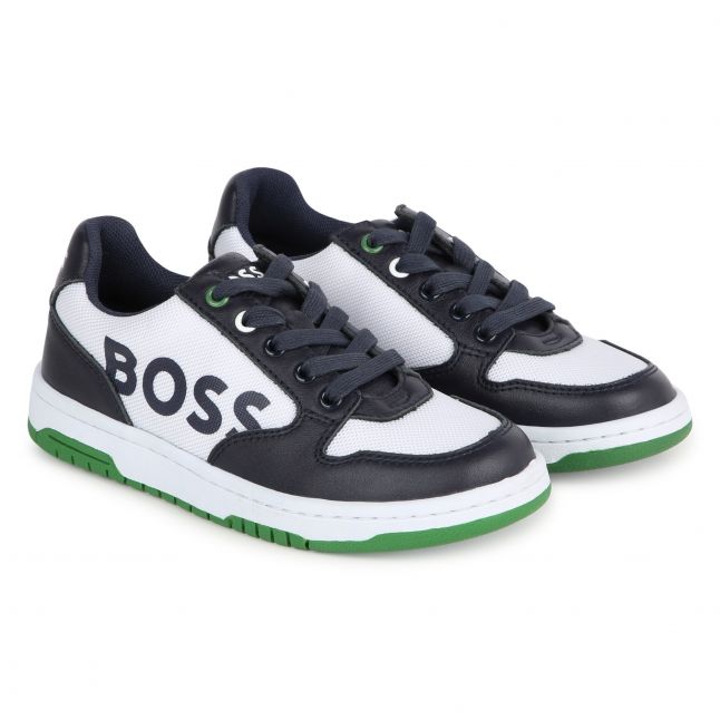 Boys Navy/White Branded Low Trainers