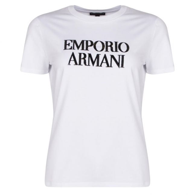 Womens White Branded S/s T Shirt