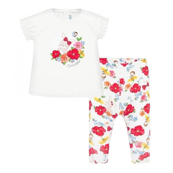 Infant White/Red Bunny & Poppy T Shirt & Leggings Set