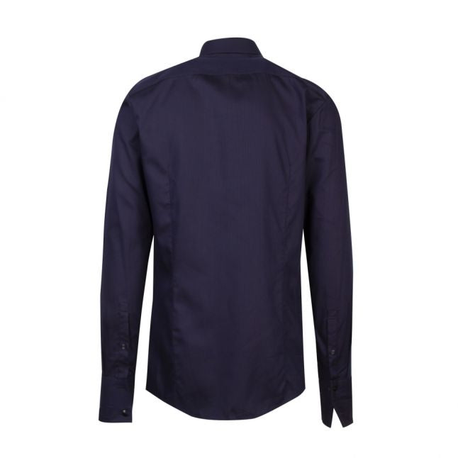 Mens Navy Ejinar Textured Extra Slim Fit L/s Shirt