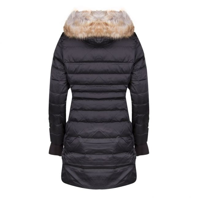 Womens Black Down Long Hooded Parka