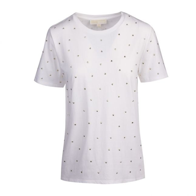 Womens White Heart Studs S/s T Shirt