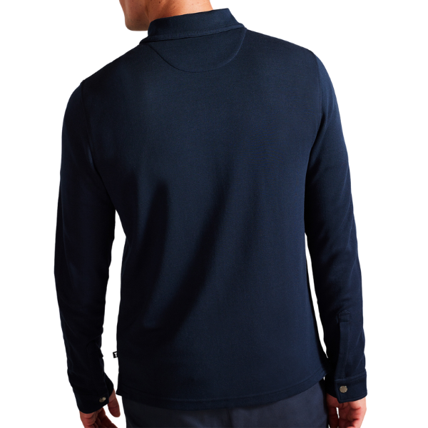 Mens Navy Karpol Regular Soft L/s Polo