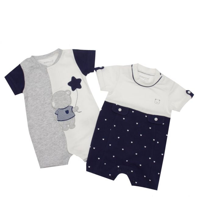 Baby Navy Bear 2 Pack Rompers