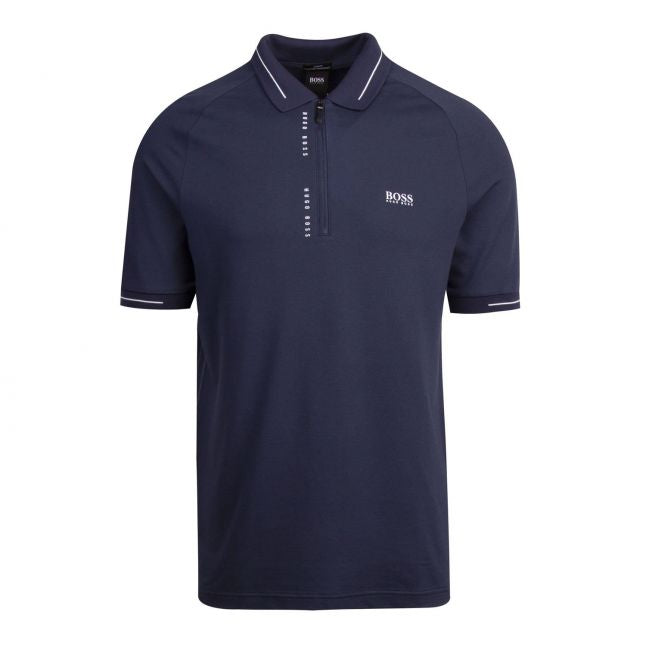 Athleisure Mens Navy Philix Zip Collar S/s Polo Shirt