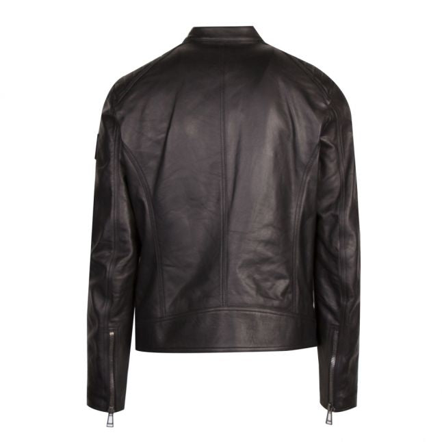 Mens Black V Racer Leather Jacket