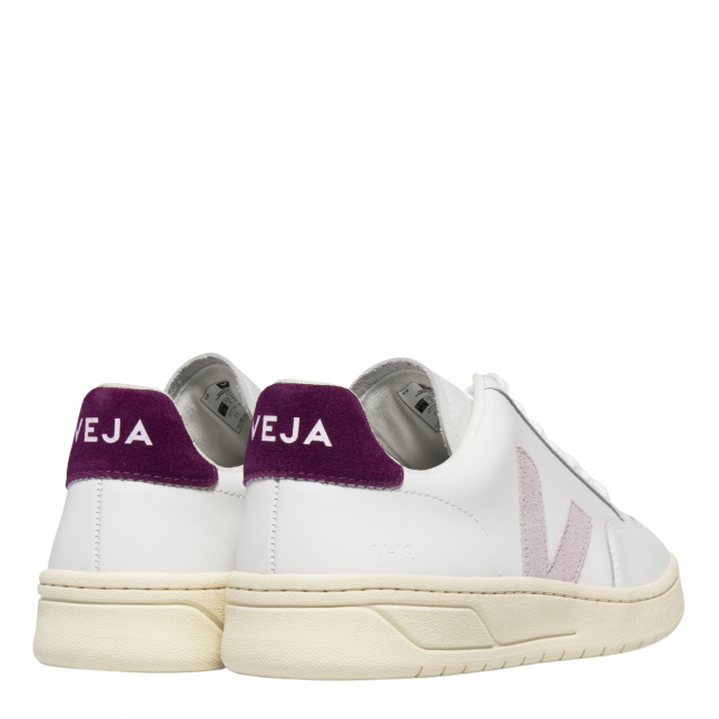 Womens Extra White/Parme/Magneta V-12 Leather Trainers