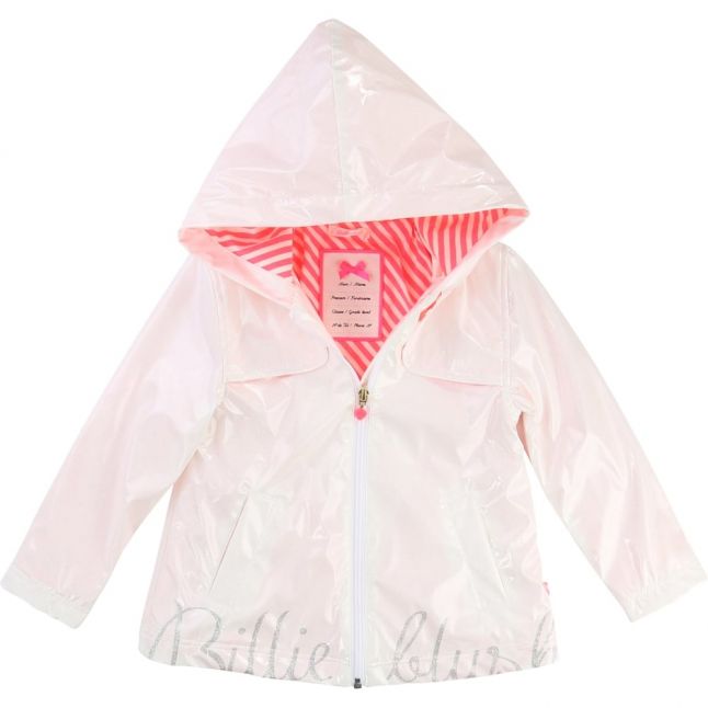 Girls White Branded Rain Coat