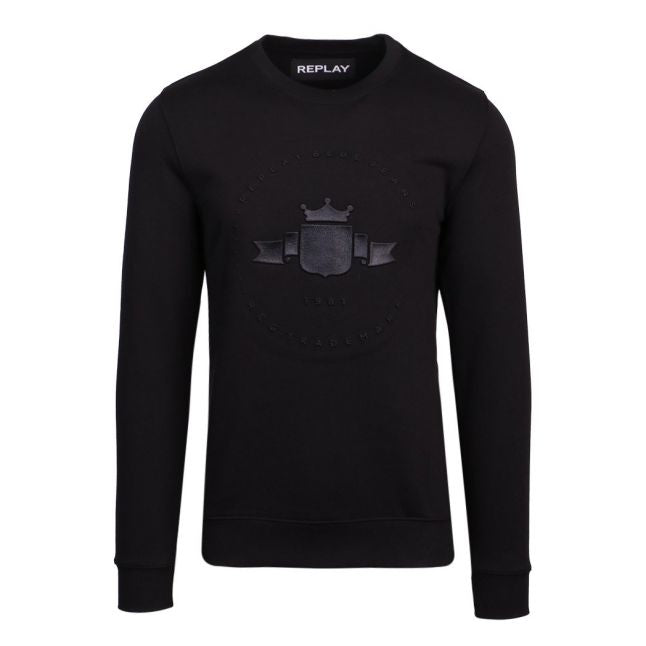 Mens Black Circle Logo Sweat Top