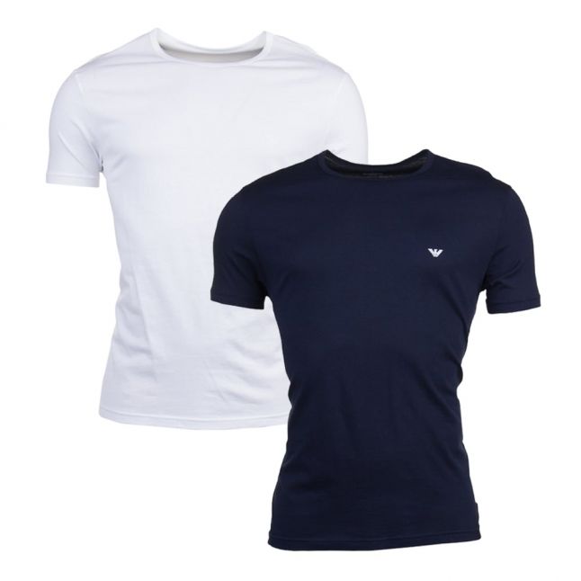 Mens Marine & White 2 Pack Reg Fit Tee Shirts