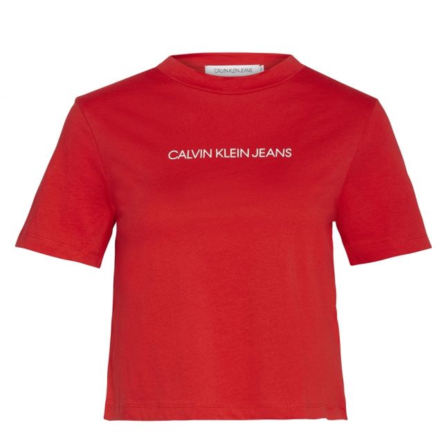 Womens Racing Red Small Institutional Cropped S/s T Shirt