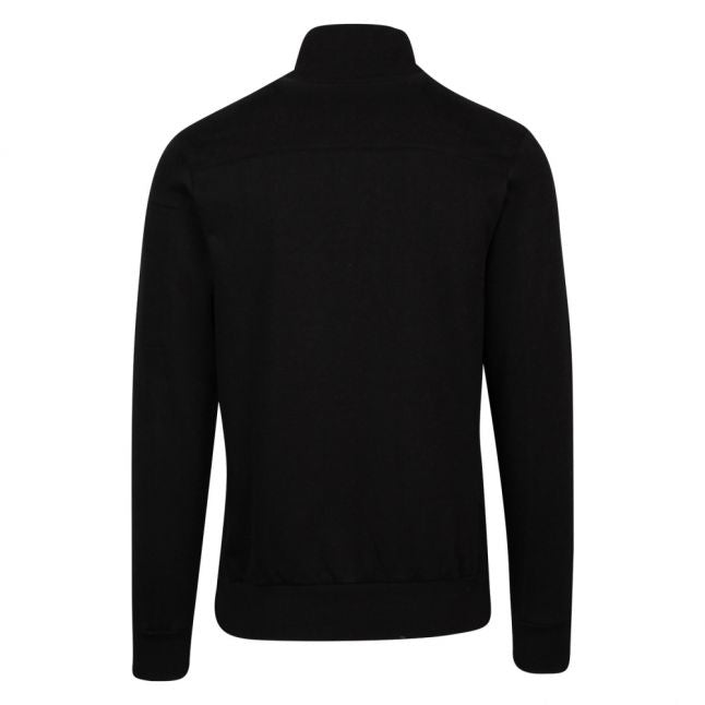 Mens Black Branded Half Zip Sweat Top