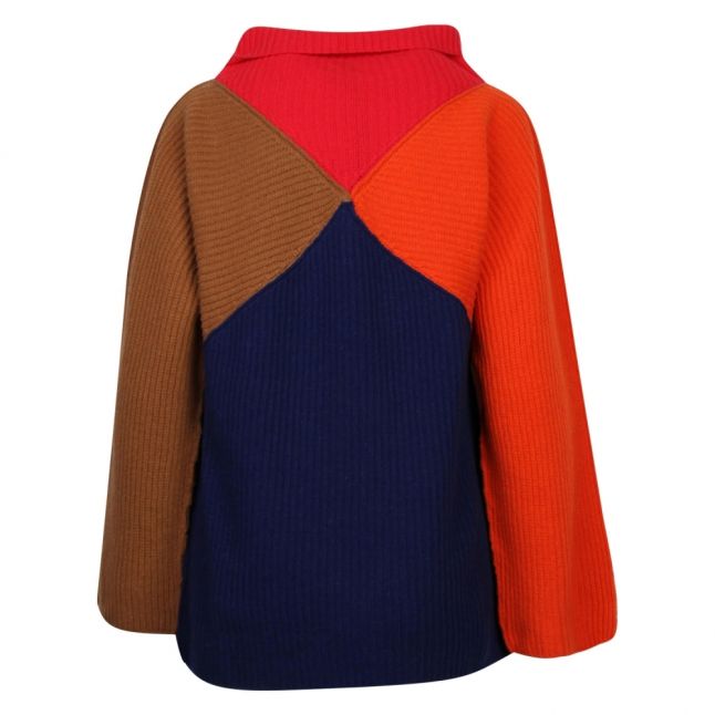 Multicoloured Colourblock Cable Knitted Jumper