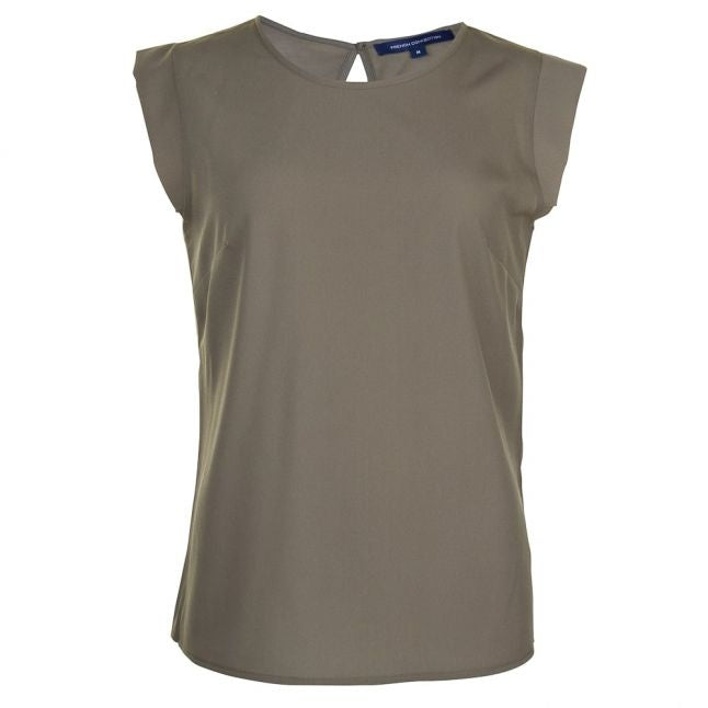 Womens Burnt Olive Classic Crepe Cap Sleeve Tee Shirt