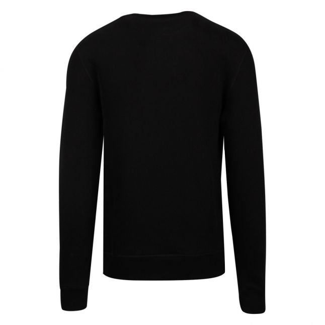 Mens Black Branded Tab Crew Sweat Top