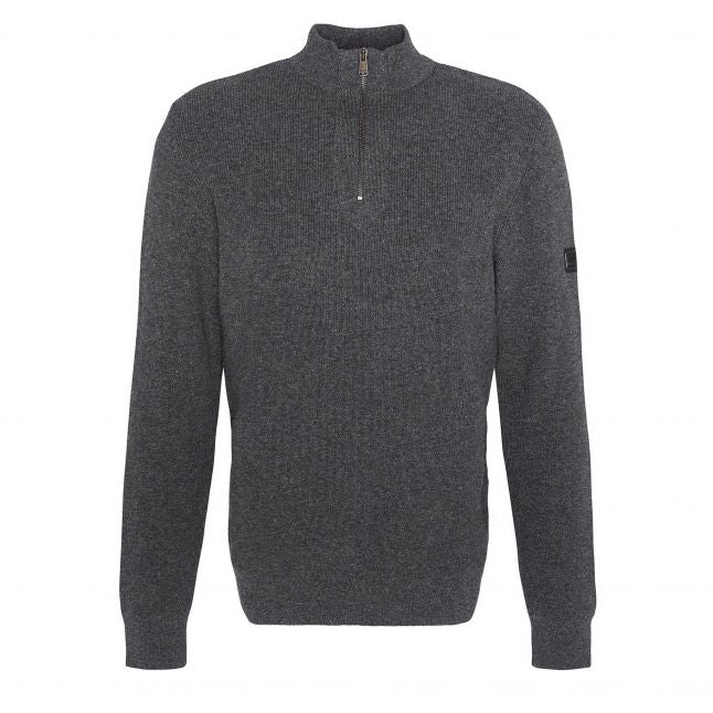 Mens Charcoal Marl Crawley Half Zip Knit Jumper