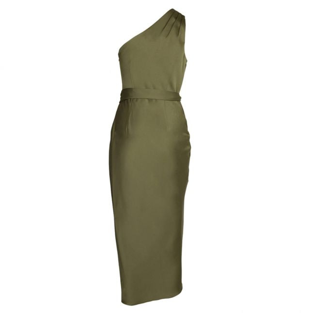 Womens Khaki Gabie Drape Midi Dress