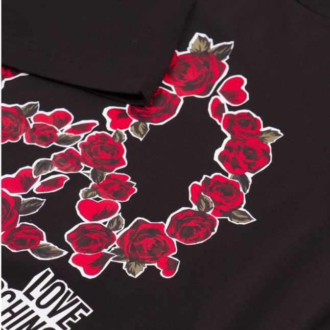 Mens Black Peace Rose Slim S/s T Shirt