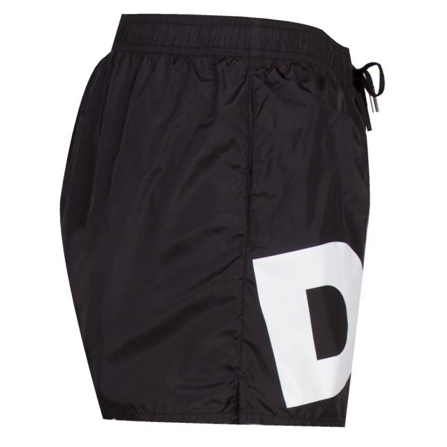 Mens Black/White Big Logo Boxer Swim Shorts