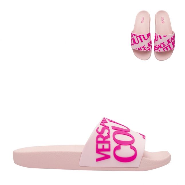 Womens Pink Branded Logo Slides