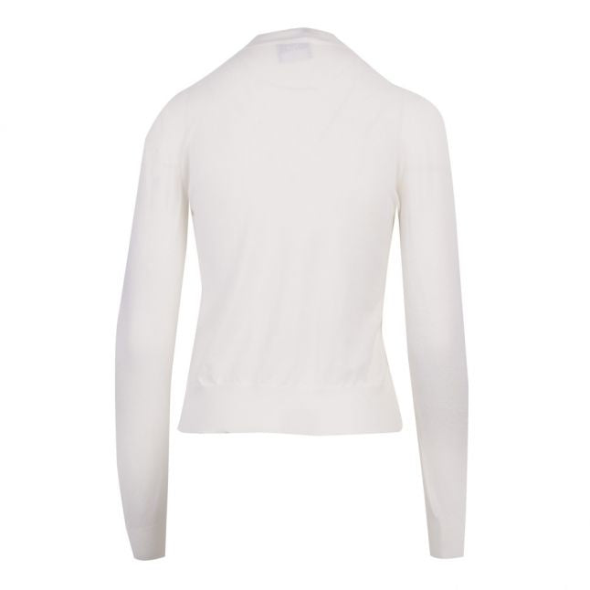 Womens White Merino Knot Front Knitted Jumper