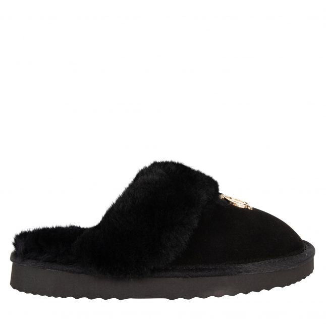 Womens Black Shearling Slippers