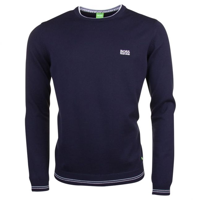 Mens Navy Rime Crew Knitted Jumper