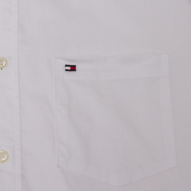 Mens Bright White Stretch Poplin S/s Shirt