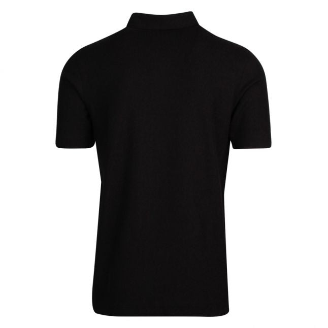 Mens Black Button Down S/s Polo Shirt