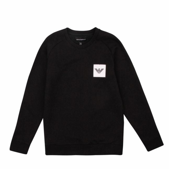 Boys Black Patch Logo Crew Sweat Top