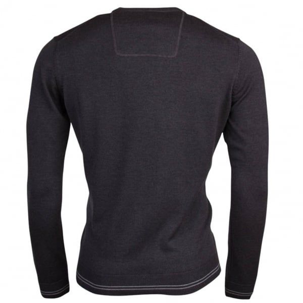 Mens Charcoal Rime Crew Knitted Jumper