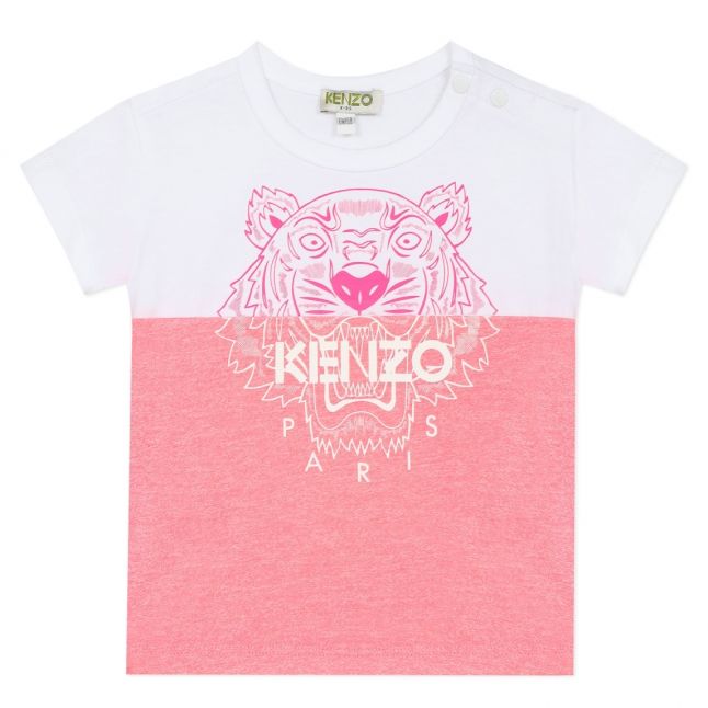 Girls Neon Pink Tiger Mix S/s T Shirt