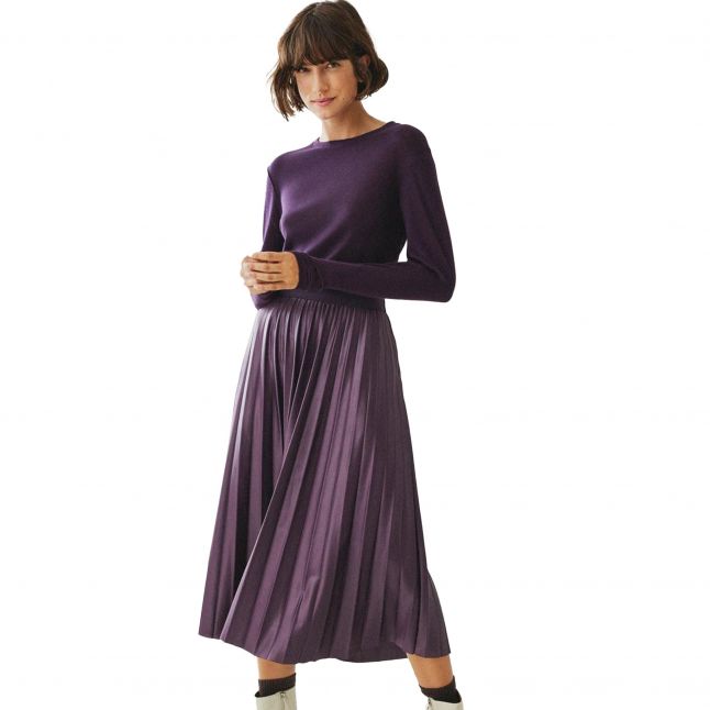 Womens Vila Plum Perfect Vinitban Pleated Midi Skirt