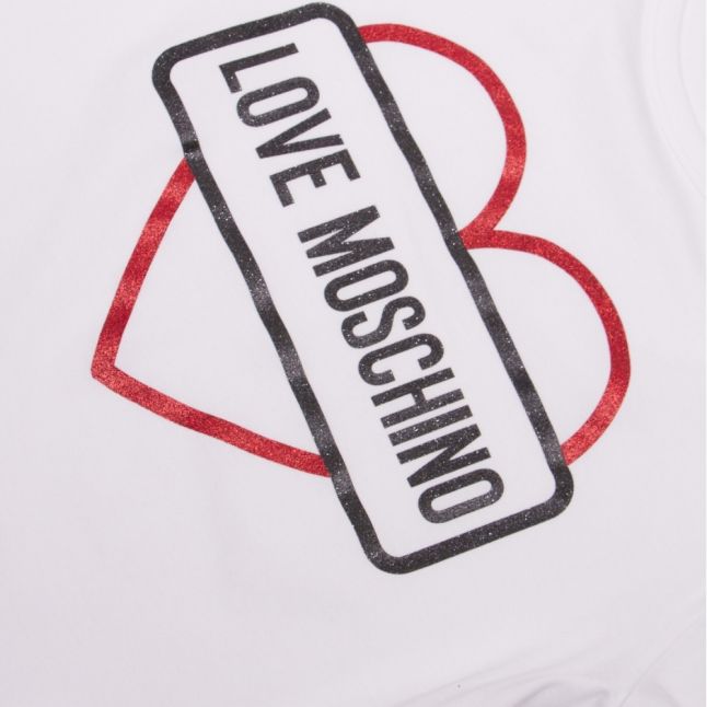 Womens Optical White Logo Heart S/s T Shirt