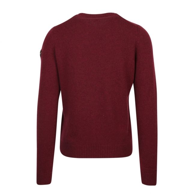 Mens Burgandy Lambswool Crew Neck Knitted Top