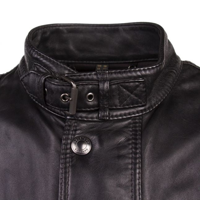 Mens Black Trialmaster Panther Lambskin Leather Jacket