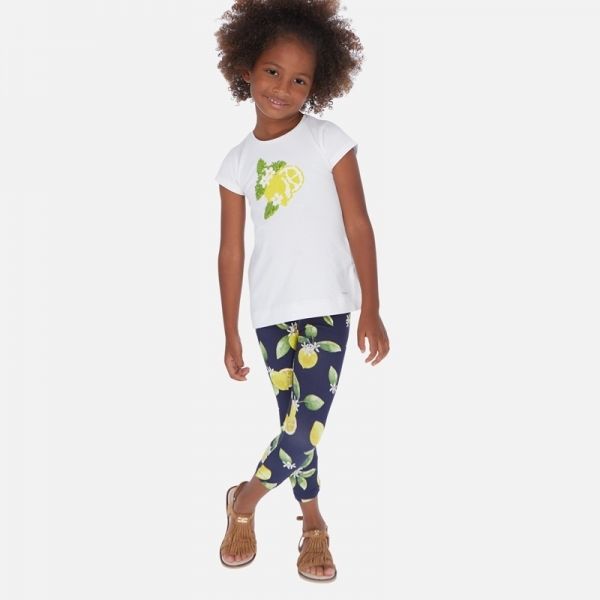 Girls White Lemon Sequin Lemon Top & Leggings Set