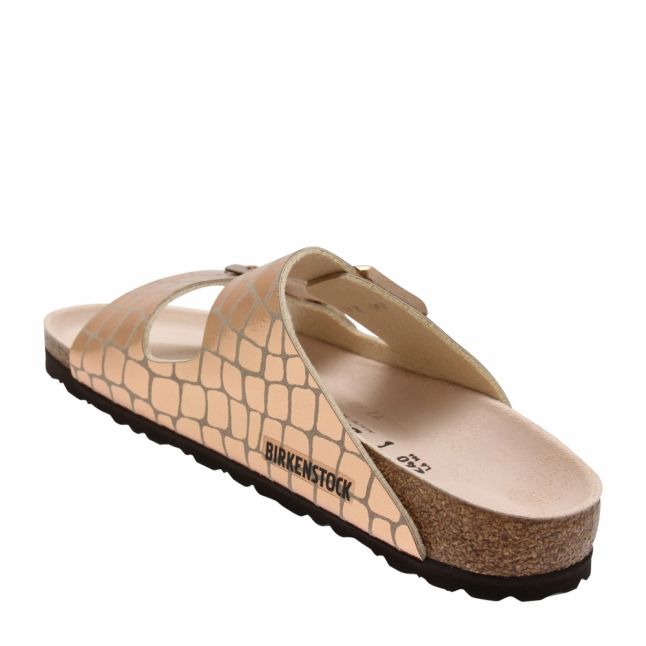 Womens Rose Gold Arizona Gator Gleam Sandals