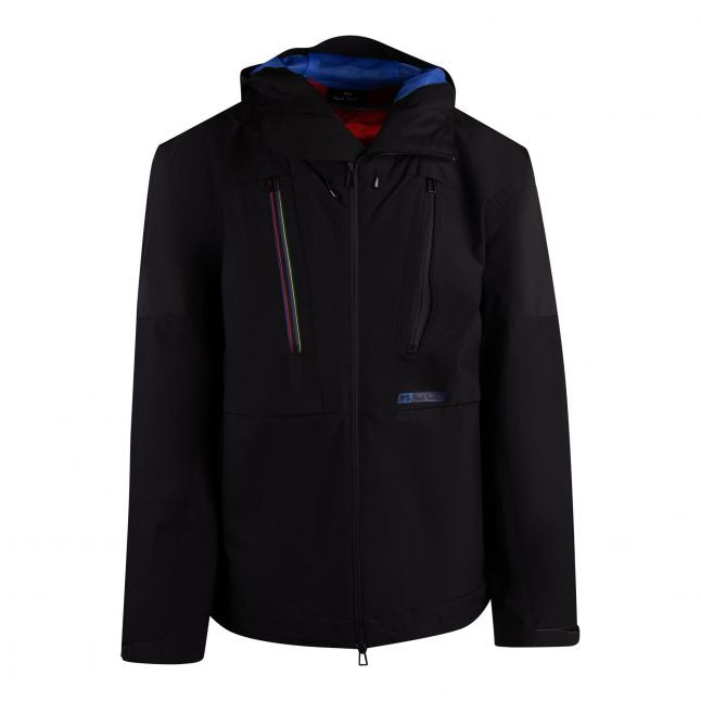 Mens Black Technical Hooded Jacket