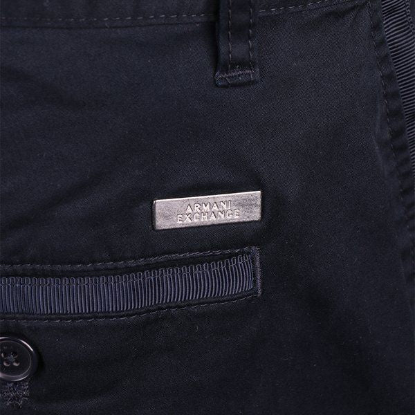 Mens Navy Stretch Cotton Trousers