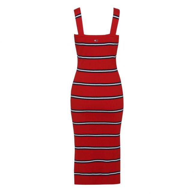 Womens Flame Scarlet Knitted Stripe Midi Dress