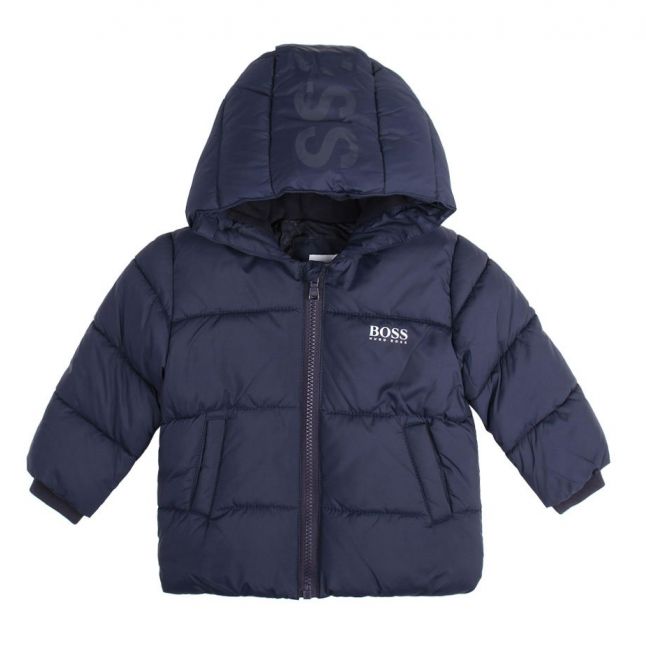 Toddler Navy Logo Hooded Padded Jacket