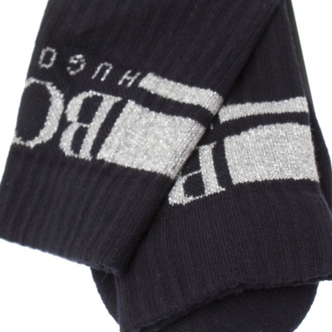 Mens Blue/Silver Rib Logo Sports Socks