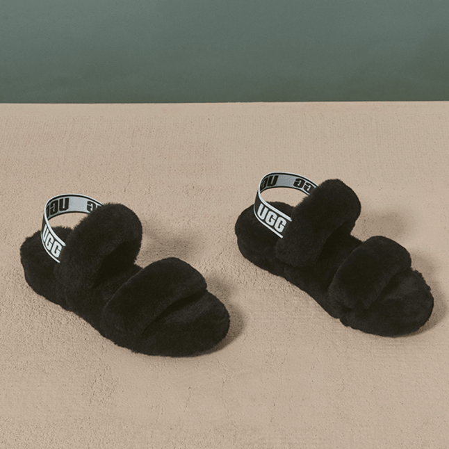 Womens Black Oh Yeah Slide Slippers